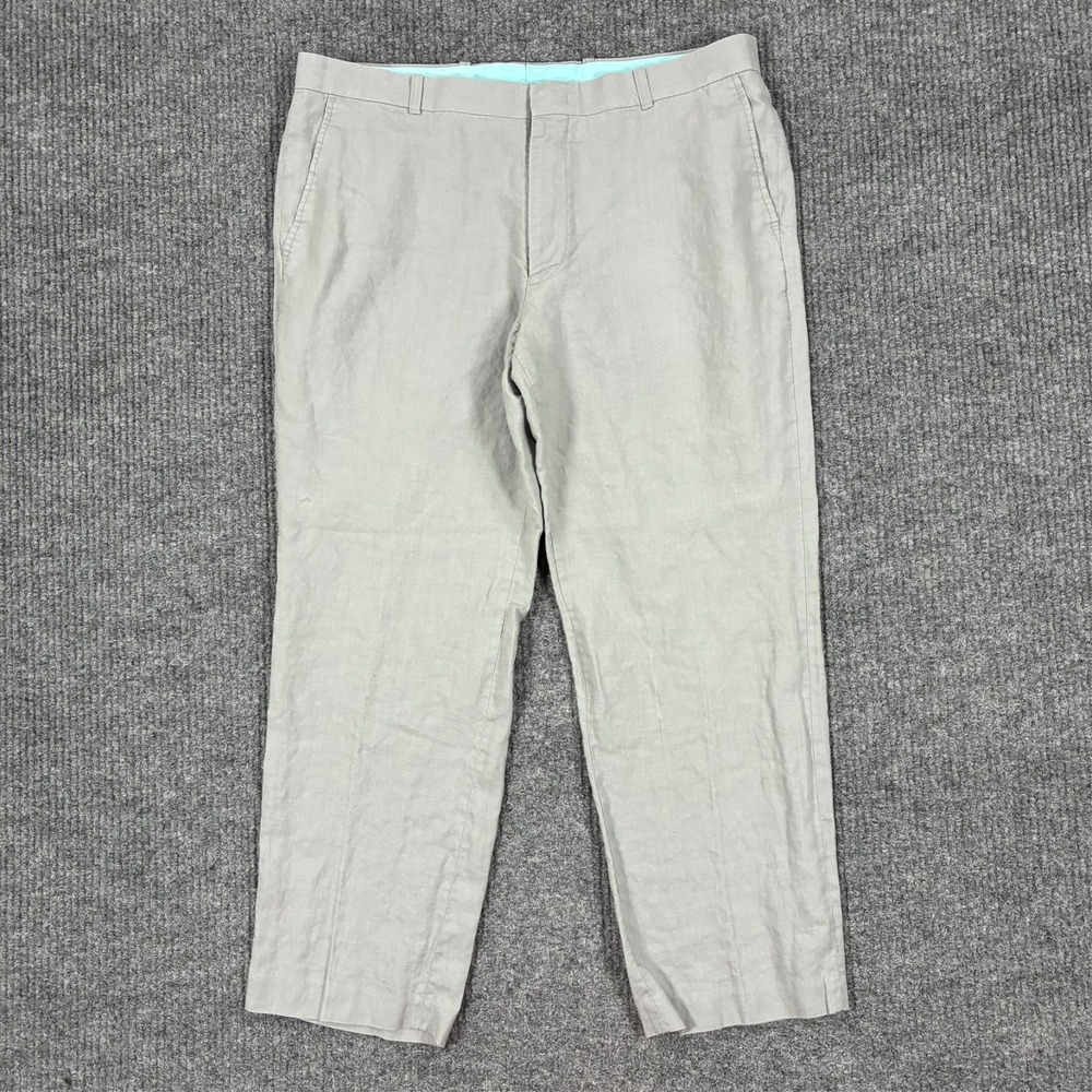 INC International Concepts Milan Slim Fit Pants Mens 34x29 Gray Linen Chino